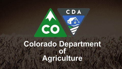 Logo des Colorado Department of Agriculture, im Hintergrund ein Getreidefeld; @CDA